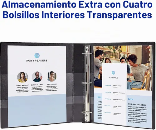 Vista 5 de Carpeta antiadherente y resistente con anillas, de Avery, 1 unidad, Azul claro 3 pulgadas