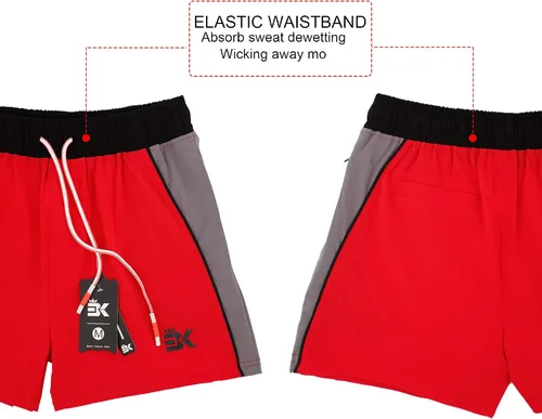 Vista 4 de BROKIG Pantalones cortos de gimnasio y culturismo de 5 pulgadas para hombre, pantalones cortos ligeros para correr y entrenar, cintura elástica