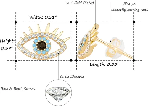 Vista 4 de Aretes tipo dormilona de oro de 18 quilates, delicados aretes de circonita cúbica con incrustaciones de microincrustaciones para mujer, hechos a