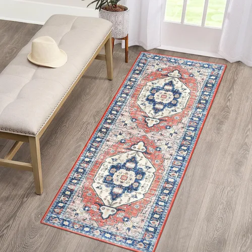 Vista 16 de FairOnly Alfombras lavables de 2 x 3 pulgadas, alfombra antideslizante de pelo bajo, alfombra de piso con estampado envejecido, alfombra de área