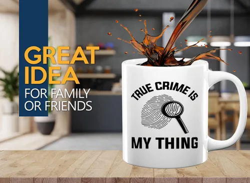 Vista 2 de Taza de café de detective de 11 onzas, color blanco - TRUE crime is - oficial de policía patrulla policía Detective Sheriff Police Enforcement