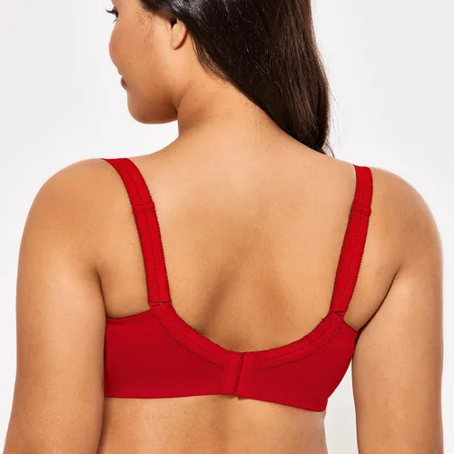 Vista 2 de DELIMIRA Sujetador de encaje para mujer, talla grande, soporte con varillas, cobertura completa, brasier de algodón sin forro