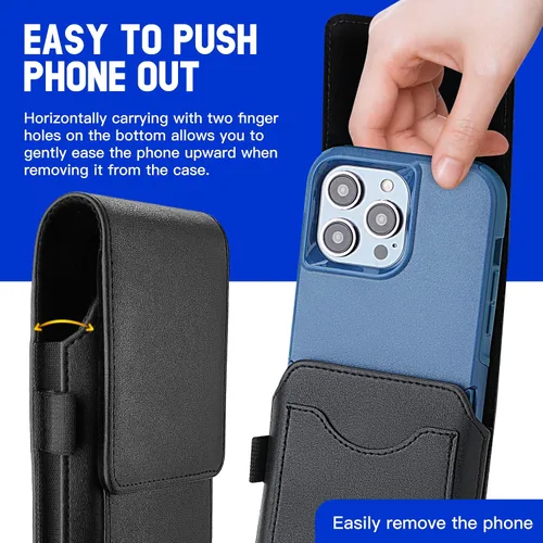 Vista 2 de Mopaclle Funda vertical para teléfono celular con clip y bucle para cinturón, resistente soporte para cinturón de teléfono compatible con iPhone 17