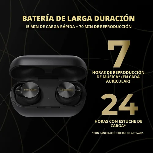 Vista 6 de Technics Auriculares Bluetooth inalámbricos de alta fidelidad prémium con cancelación de ruido avanzada, conectividad multipunto de 3 dispositivos