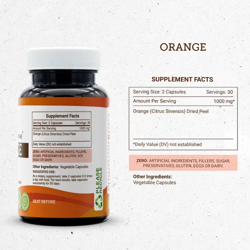 Vista 3 de Secrets of the Tribe Naranja 60 Cápsulas, 1000 mg, Naranja (Citrus Sinensis) Cáscara Seca (60 Cápsulas)