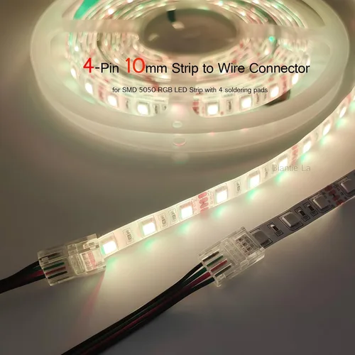 Vista 6 de Conector de tira LED de 4 pines, clip RGB sin soldadura de 0.394 Secciones de tira de puente, enruta alrededor de esquinas de 90 grados o crea