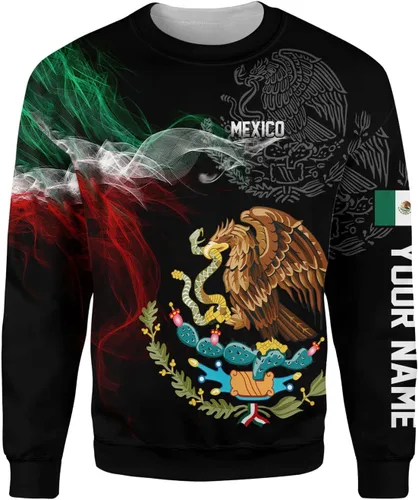 Vista 3 de Sudadera con capucha mexicana personalizada 3D, sudaderas mexicanas personalizadas para hombres, sudadera con capucha mexicana unisex, sudaderas