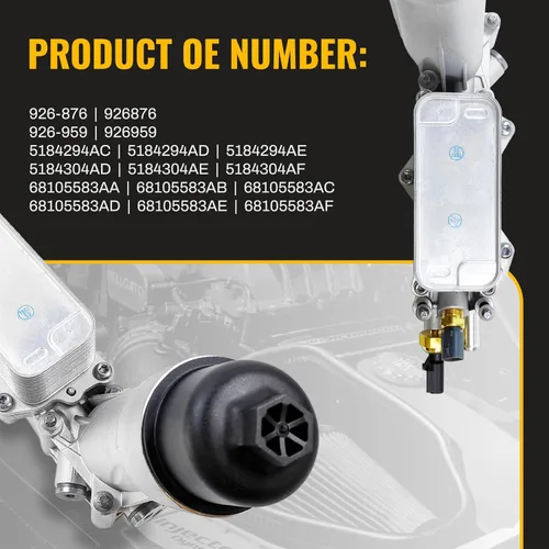 Vista 5 de Enfriador de aceite de motor de aluminio y carcasa del filtro de aceite Apto para Chrysler 200 300, Jeep Grand Cherokee Wrangler, Ram 1500