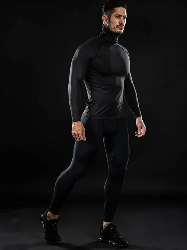 Vista 6 de DRSKIN 2 or 1 Pack Men's MASK Turtleneck Compression Shirts Top Long Sleeve Sports Baselayer Running Thermal Athletic Workout