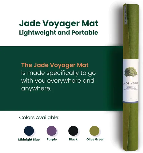 Vista 2 de JadeYoga Voyager Tapete de Yoga - Tapete de Yoga de Goma Ligero y Portátil - Tapete de Ejercicio Antideslizante para Mujeres y Hombres - Ideal