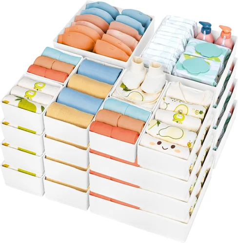 Vista 33 de DIMJ Organizador de cajones para ropa, paquete de 6 unidades, organizadores plegables para bebé, organizador de almacenamiento y cómoda