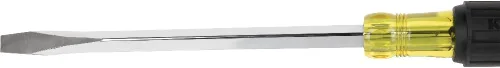 Vista 5 de Klein Tools 600-8 desarmador de cabeza plana con punta keystone de 3/8 pulgadas, mango cuadrado resistente de 8 pulgadas, negro