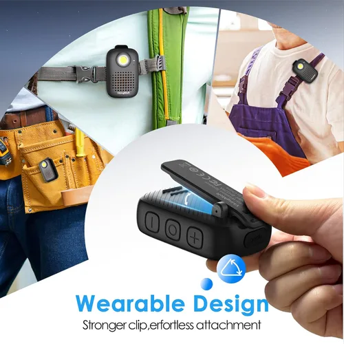 Vista 5 de Altavoz con clip Bluetooth, altavoz Bluetooth portátil manos libres con micrófono integrado, IPX7 impermeable/protección contra el polvo, luz