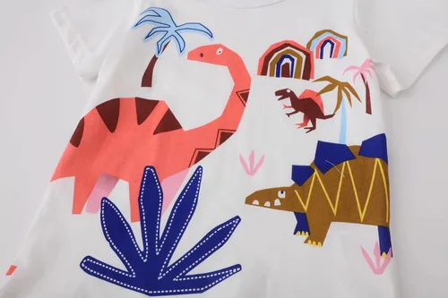 Vista 7 de ALI SEA Camisetas de verano para niñas, de algodón, manga corta, cuello redondo, 3 paquetes, 2-7 años