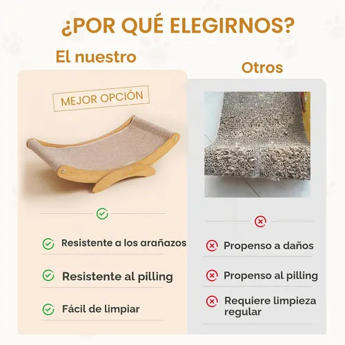 Vista 3 de Cama rascador para gatos de interior, tabla rascador grande de sisal