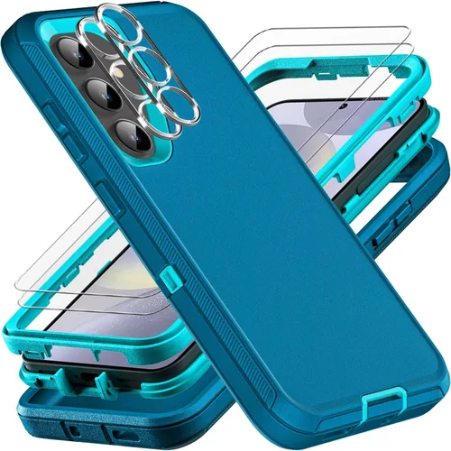 Vista 9 de YKHJKLEC Funda para Samsung Galaxy S24 Plus, grado militar 3 en 1, resistente a prueba de golpes, caídas y polvo, con 2 protectores de pantalla