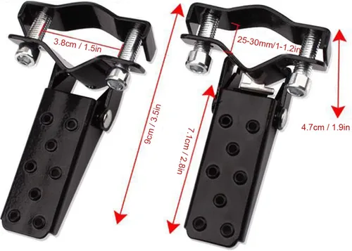 Vista 7 de Universal Retro Motocicleta Plegable Piernas, Pasajero de Acero Reposapiés para Motocicleta ATV Scooter