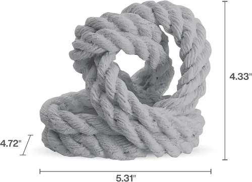 Vista 2 de Elements Figura decorativa blanca trenzada de nudo de cuerda, decoración costera moderna