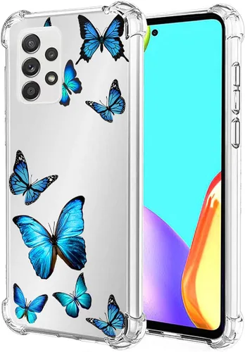 Vista 8 de Funda para teléfono Galaxy A52 5G/4G/Galaxy A52S SM-A526 con protector de pantalla de vidrio templado, bonito patrón floral transparente, funda