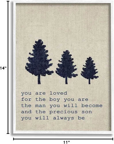 Vista 10 de Stupell Industries You are Loved Trees, Design by Daphne Polselli - Arte de pared enmarcado en blanco, 11 x 14, marrón