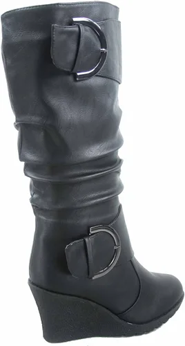 Vista 4 de TOP Moda Pure-65 - Zapatos de bota de media pantorrilla con hebilla y punta redonda para mujer