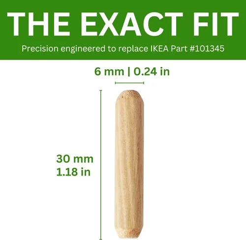 Vista 4 de Spare Hardware Parts Repuesto para pasador estriado de madera IKEA (101345), paquete de 24
