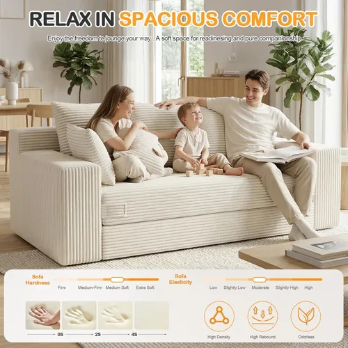 Vista 4 de Sofá cama convertible sin hueso de gran tamaño, sofá cama futón plegable, sofá cama tamaño Queen, sofá plegable sin hueso, sofá cama extraíble