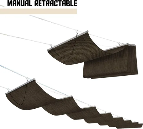 Vista 2 de TANG Cubierta de Sombra para Pérgola de 3' x 12', Toldo Retráctil, Toldos de Sol para Pérgolas de Patio Exterior, Kit para Terraza, Patio Trasero