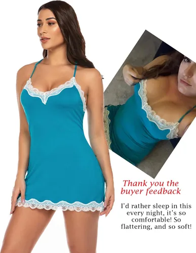 Vista 2 de Avidlove - Ropa de dormir sexy para mujer camisón de algodón para mujer lencería para mujer