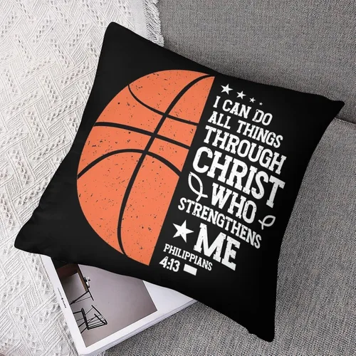 Vista 6 de Juego de 2 fundas de almohada de baloncesto para niños y adolescentes, funda de cojín con estampado de temática deportiva para sofá, sala de estar
