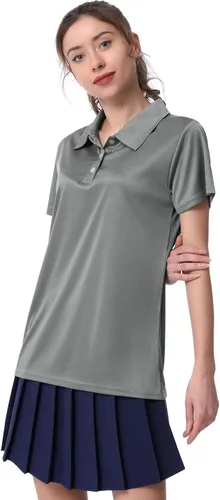 Vista 4 de Camiseta polo para mujer, camiseta de golf Dry Fit que absorbe la humedad, manga corta, deportiva, ropa deportiva, cuello con botones, entrenamiento