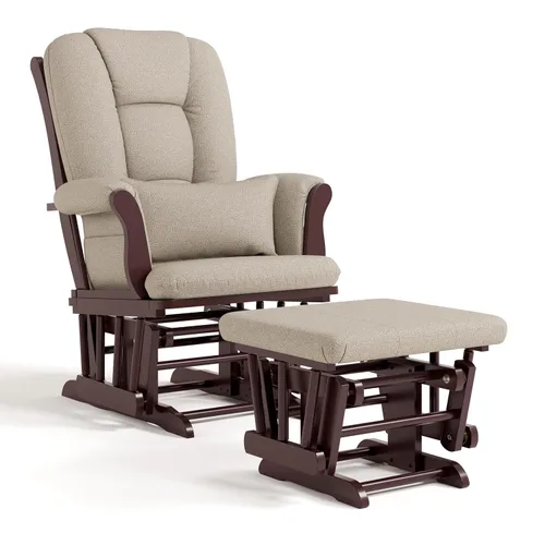 Vista 19 de Storkcraft Tuscany - Mecedora y Otomana Personalizada con Almohada Lumbar Gratis (Remolino Blanco/Rosa Rubor) – Silla Mecedora de Lactancia Cómoda
