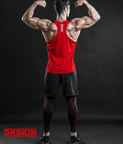 Vista 3 de DRSKIN Men's 4 or 3 Pack Tank Tops Sleeveless Shirts Dry Fit Y-Back Muscle Mesh Gym Training Athletic Workout