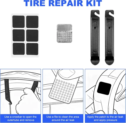 Vista 5 de Bolsa de asiento de bicicleta a prueba de agua con kit de herramientas para bicicleta, kit de reparación de bicicletas con bomba de neumáticos
