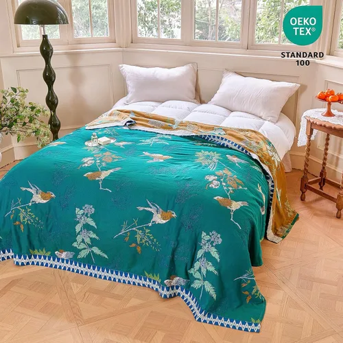 Vista 280 de MSGKV - Manta bohemia/primaveral de algodón para sofá y sala de estar, de gasa acogedora, de 50 x 60 pulgadas 50"x60" Cotton Throw, Woven Bird