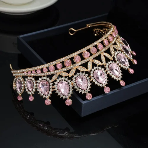 Vista 8 de Kamirola Tiaras - Corona de princesa para mujeres y niñas, diademas de cristal para novia, princesa para boda y fiesta (TR21)