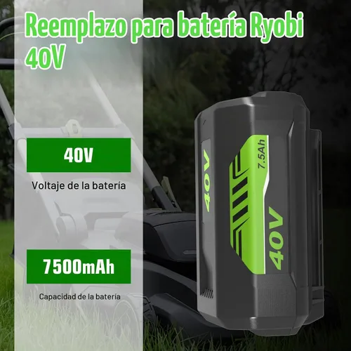 Vista 2 de Reemplazo de 7.5Ah 40 voltios para batería Ryobi 40V 7500mAh OP40601