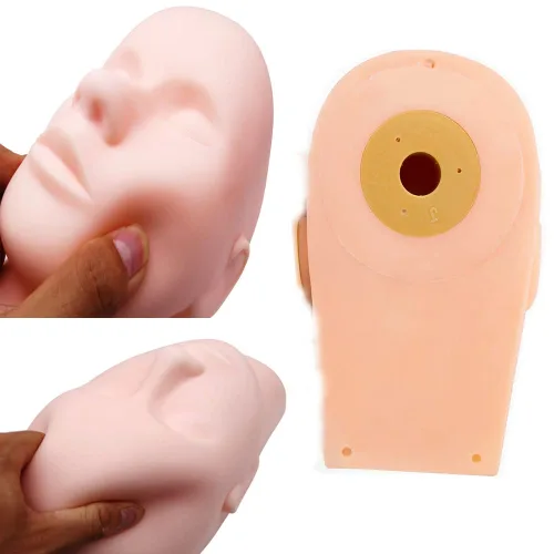 Vista 2 de Cabeza de maniquí de pestañas, cabeza de entrenamiento de práctica, para maquillaje y extensión de pestañas, cabeza de cara de muñeca