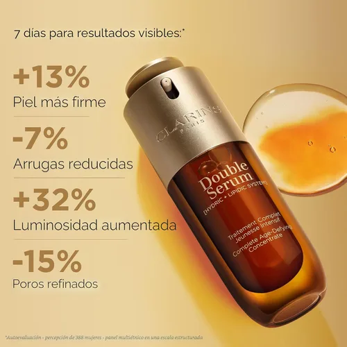 Vista 5 de Clarins DOBLE SÉRUM Suero Facial Antienvejecimiento Visiblemente Reafirma, Suaviza, Aumenta la Radiancia y Refina los Poros Hidratación 24H