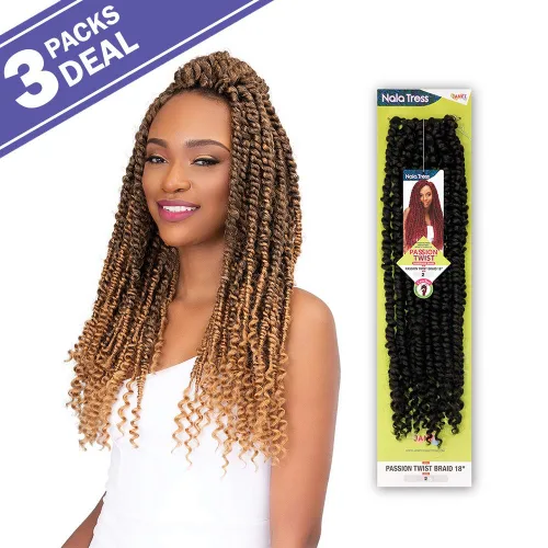 Vista 6 de Janet Collection - Trenzas de ganchillo Nala Tress Passion Twist de 18 pulgadas (paquete de 3, 2)