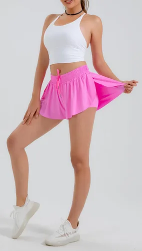 Vista 7 de Yknktstc 3 Pack Womens 2 in 1 Flowy Running Shorts with Pockets Gym Yoga Athletic Workout Biker Spandex Lounge Sweat Skirt