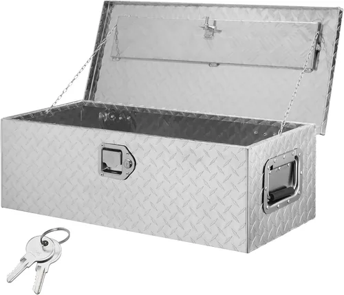 Vista 14 de VEVOR Caja de Herramientas de Aluminio Resistente para Cama de Camión, Caja de Herramientas con Placa Estriada con Mango Lateral y Llaves