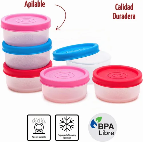 Vista 4 de SIGNORA WARE Recipientes para condimentos con tapas, paquete de 6 unidades de 1.3 onzas. Aderezo para ensalada pequeños recipientes