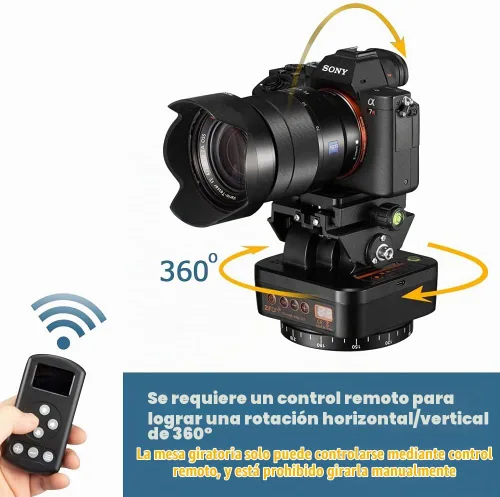 Vista 3 de YT-1000 Cabezal panorámico con control remoto, cabezal panorámico giratorio motorizado automático para teléfonos inteligentes/cámaras réflex