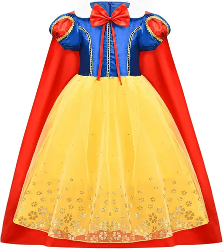 Vista 2 de Avady Girls Princess Costume for Snow White Birthday Party Halloween Christmas Dress Up Red