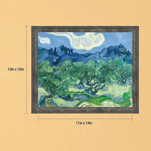 Vista 5 de Vincent Van Gogh - Impresión artística enmarcada de olivos para decoración del hogar, 11 x 14, 2438 Barnwood