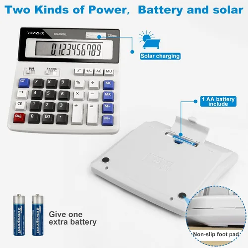 Vista 4 de Calculadora de escritorio, números grandes, batería de alimentación bidireccional y calculadoras solares de escritorio, botones grandes fáciles