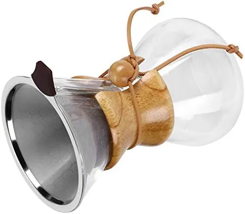Vista 8 de Atyhao Cafetera de vidrio de alta temperatura de goteo de café con filtro de acero inoxidable (20.3 fl oz)