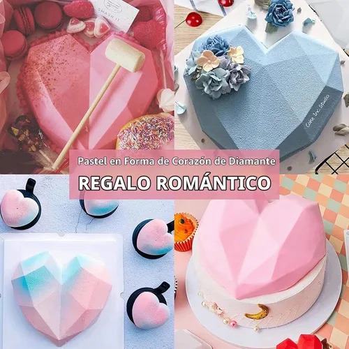 Vista 5 de 10 moldes de silicona con forma de corazón de San Valentín, gran molde de corazón rompible para chocolate con martillo, 8 moldes de silicona