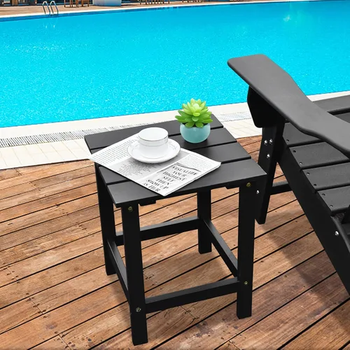 Vista 5 de Giantex Mesa auxiliar para exteriores, mesa auxiliar cuadrada de madera de 15 pulgadas con diseño de rejillas, construcción resistente, fácil